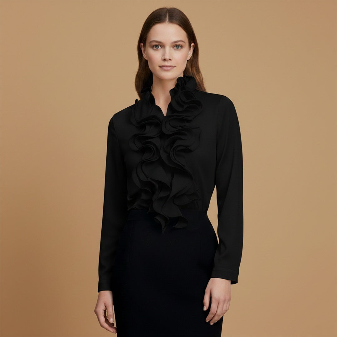 Eva | Blusa Cropped Renda Frontal Mulher Manga Comprida