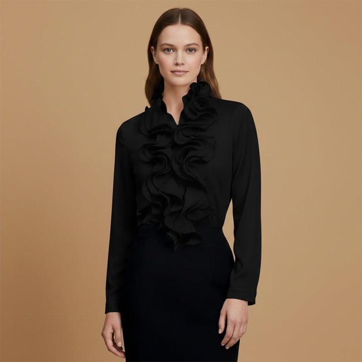 Eva | Blusa Cropped Renda Frontal Mulher Manga Comprida