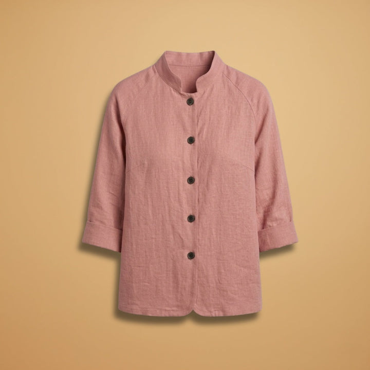 Vera | Blusa de Linho Manga 3/4 Mulher Gola Mao