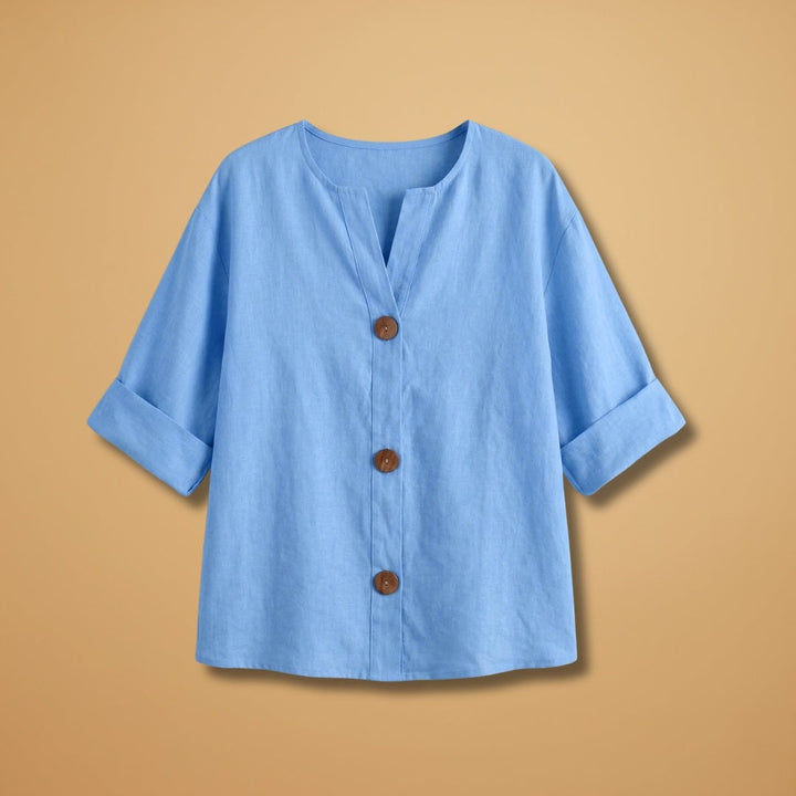 Conceição | Blusa de Linho Mulher Manga 3/4 Botões