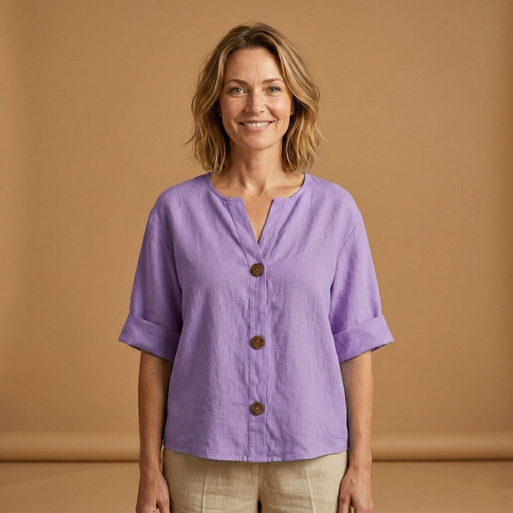 Conceição | Blusa de Linho Mulher Manga 3/4 Botões