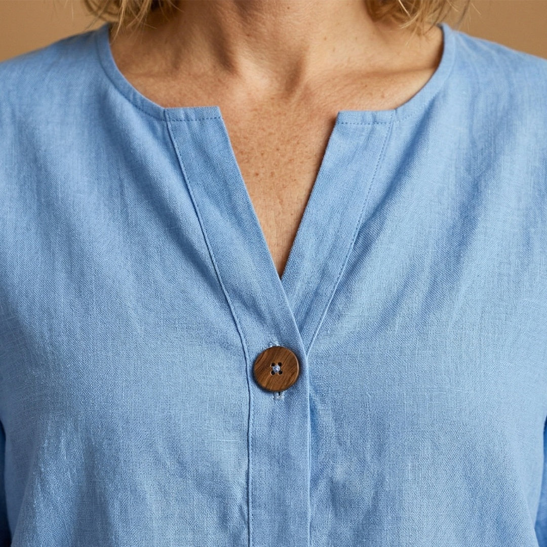 Conceição | Blusa de Linho Mulher Manga 3/4 Botões