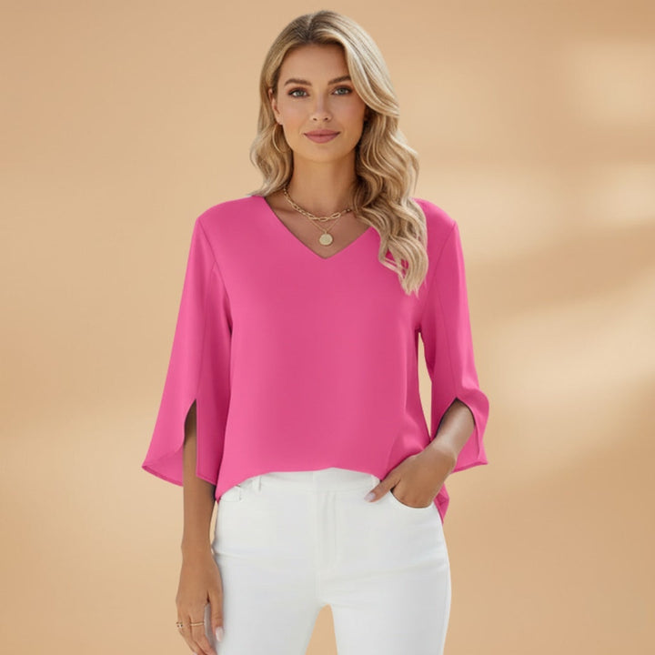 Inês | Blusa Decote V Mulher Manga Três Quartos