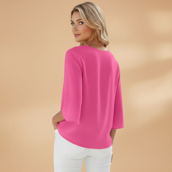 Inês | Blusa Decote V Mulher Manga Três Quartos