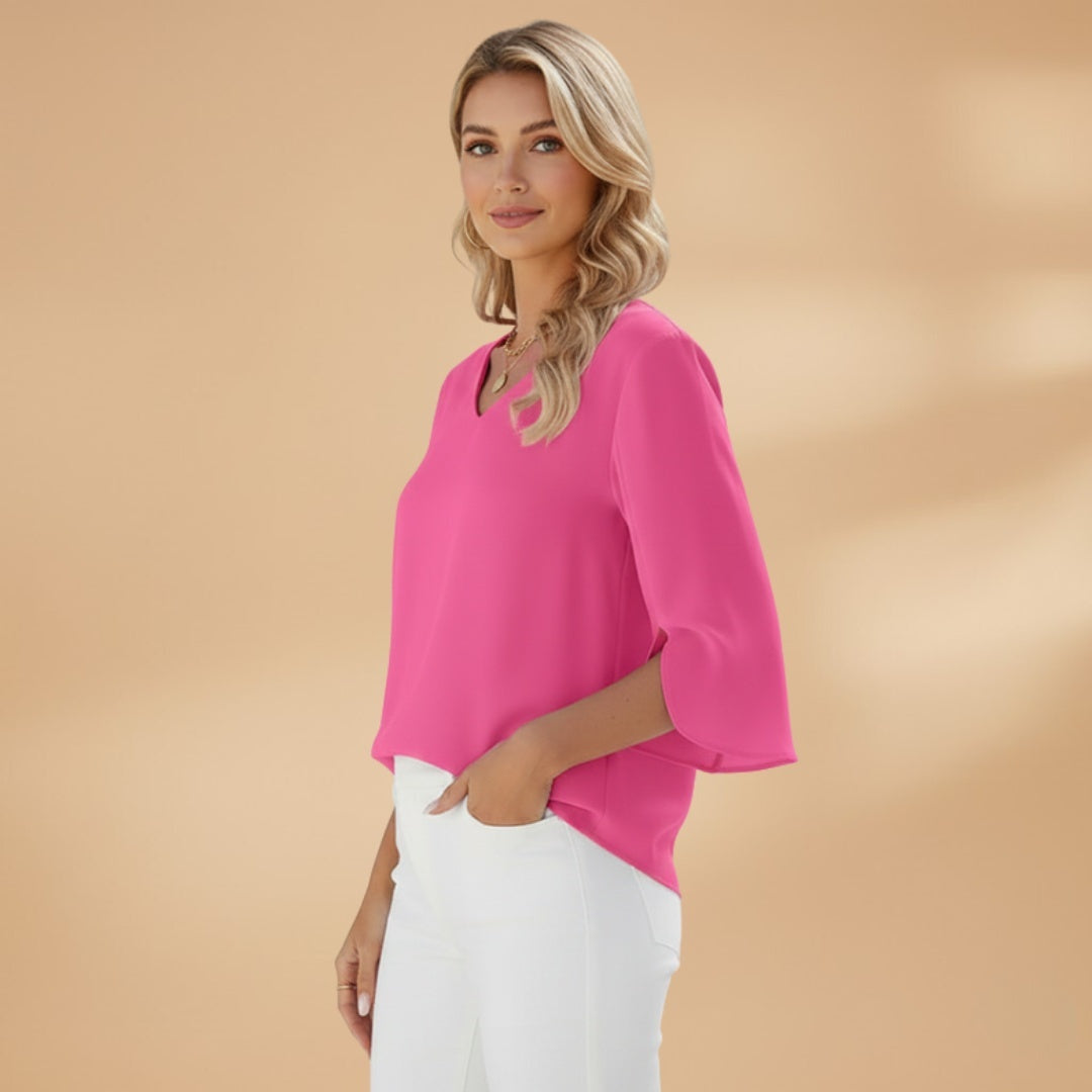 Inês | Blusa Decote V Mulher Manga Três Quartos