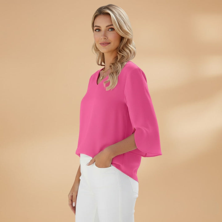 Inês | Blusa Decote V Mulher Manga Três Quartos