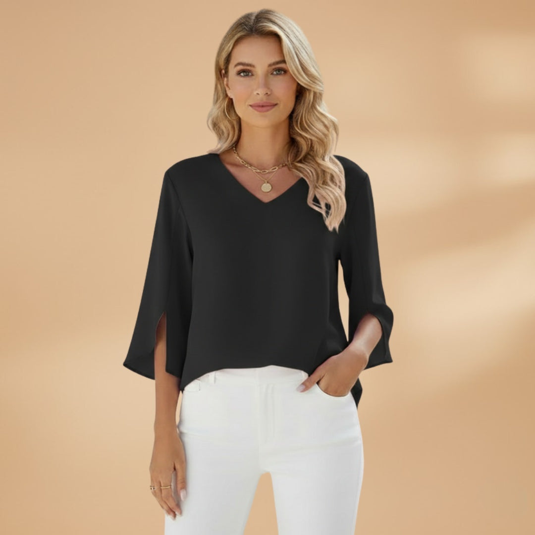 Inês | Blusa Decote V Mulher Manga Três Quartos