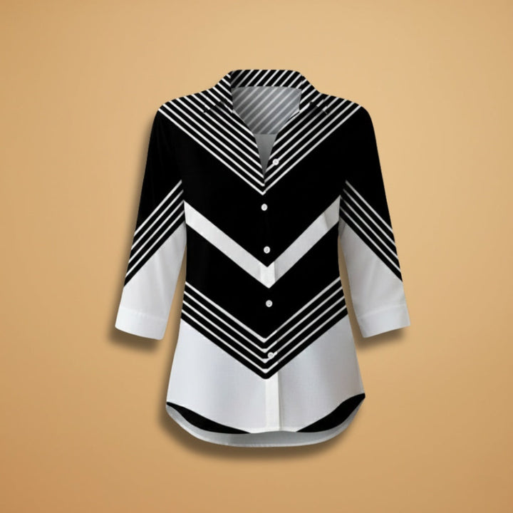 Cristina | Blusa Estampada Geométrica Mulher Manga Comprida