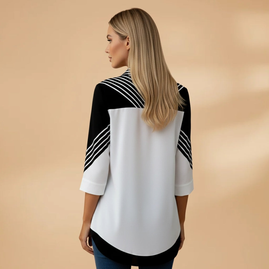 Cristina | Blusa Estampada Geométrica Mulher Manga Comprida