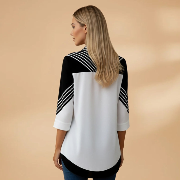 Cristina | Blusa Estampada Geométrica Mulher Manga Comprida