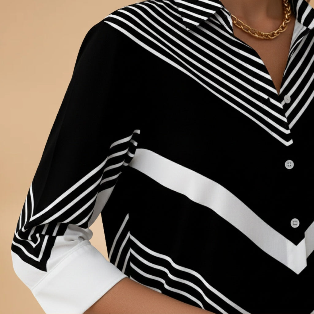 Blusa Estampada Geométrica Mulher Manga Comprida