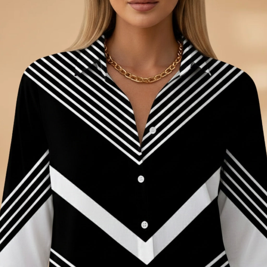 Cristina | Blusa Estampada Geométrica Mulher Manga Comprida