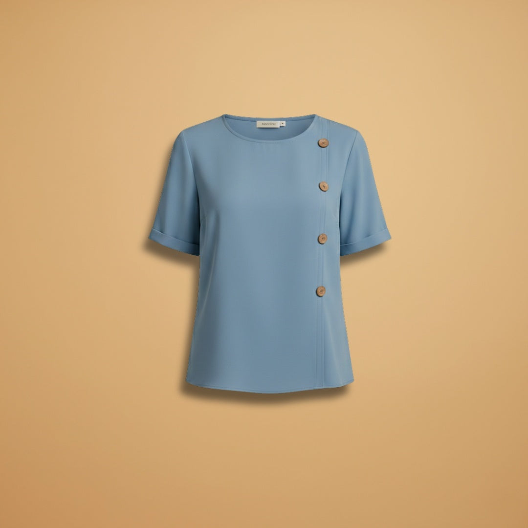 Mariana | Blusa Manga Curta Botões Laterais Mulher Corte Solto