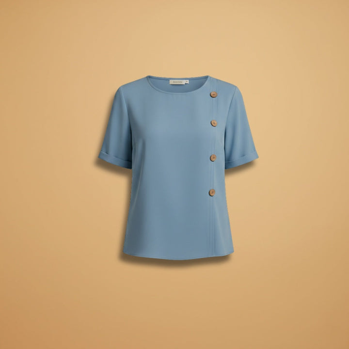Mariana | Blusa Manga Curta Botões Laterais Mulher Corte Solto