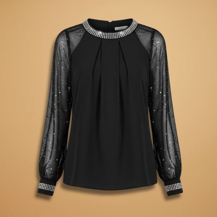 Mónica | Blusa Manga Longa Transparente Mulher Decote Redondo