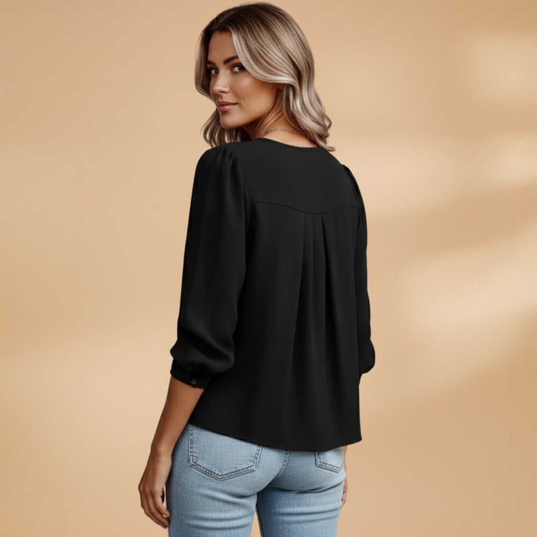 Joana | Blusa Mangas Bufantes Mulher Pregas