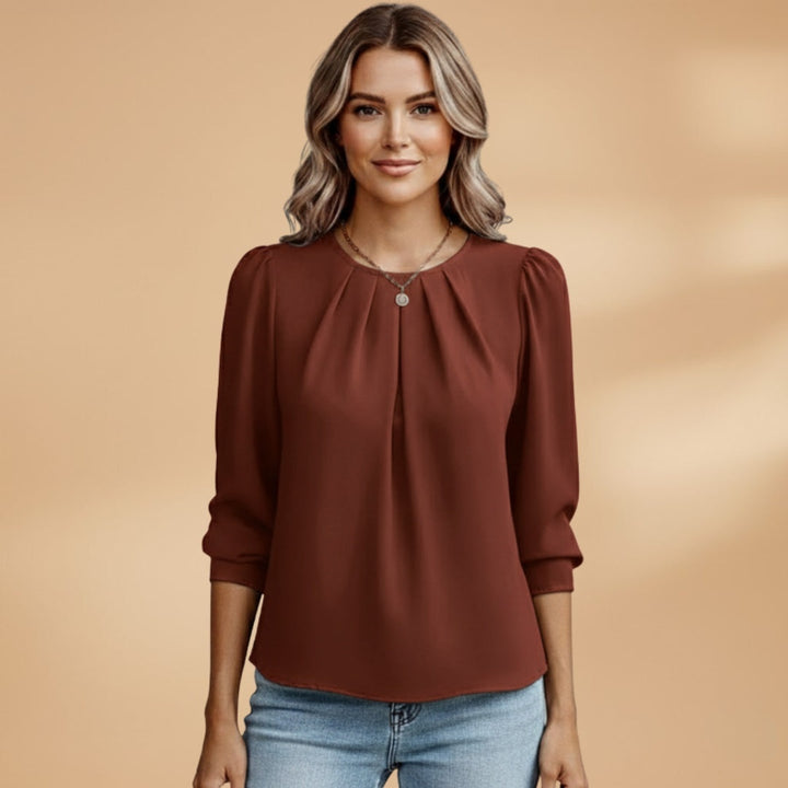 Joana | Blusa Mangas Bufantes Mulher Pregas