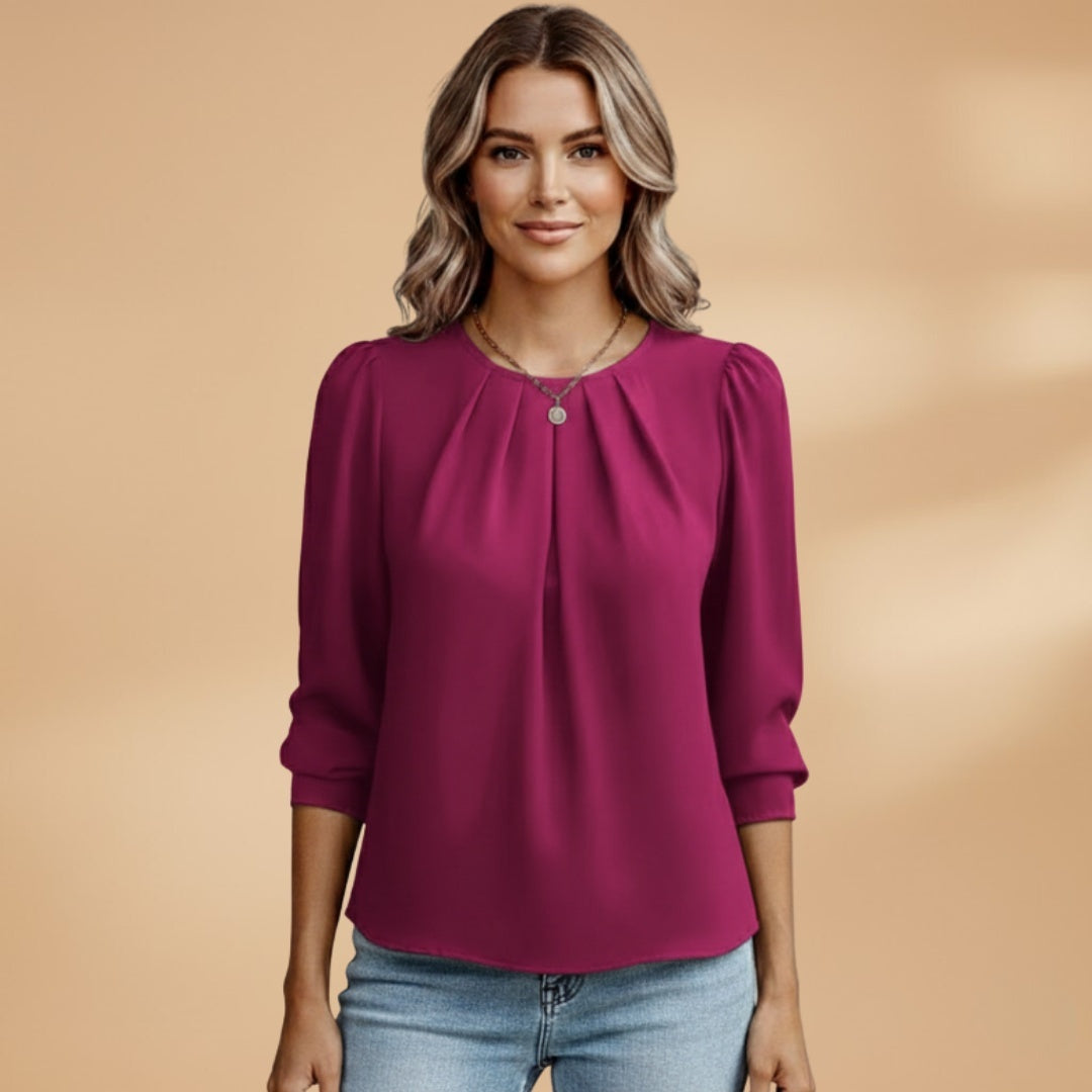 Joana | Blusa Mangas Bufantes Mulher Pregas