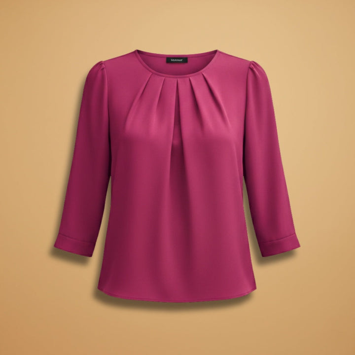 Sílvia | Blusa Pregueada Manga Três Quartos Mulher Decote Redondo