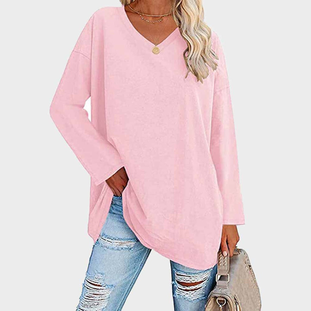 Blusas Manga Comprida Mulher Decote V Oversize