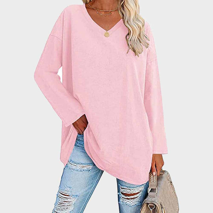Blusas Manga Comprida Mulher Decote V Oversize