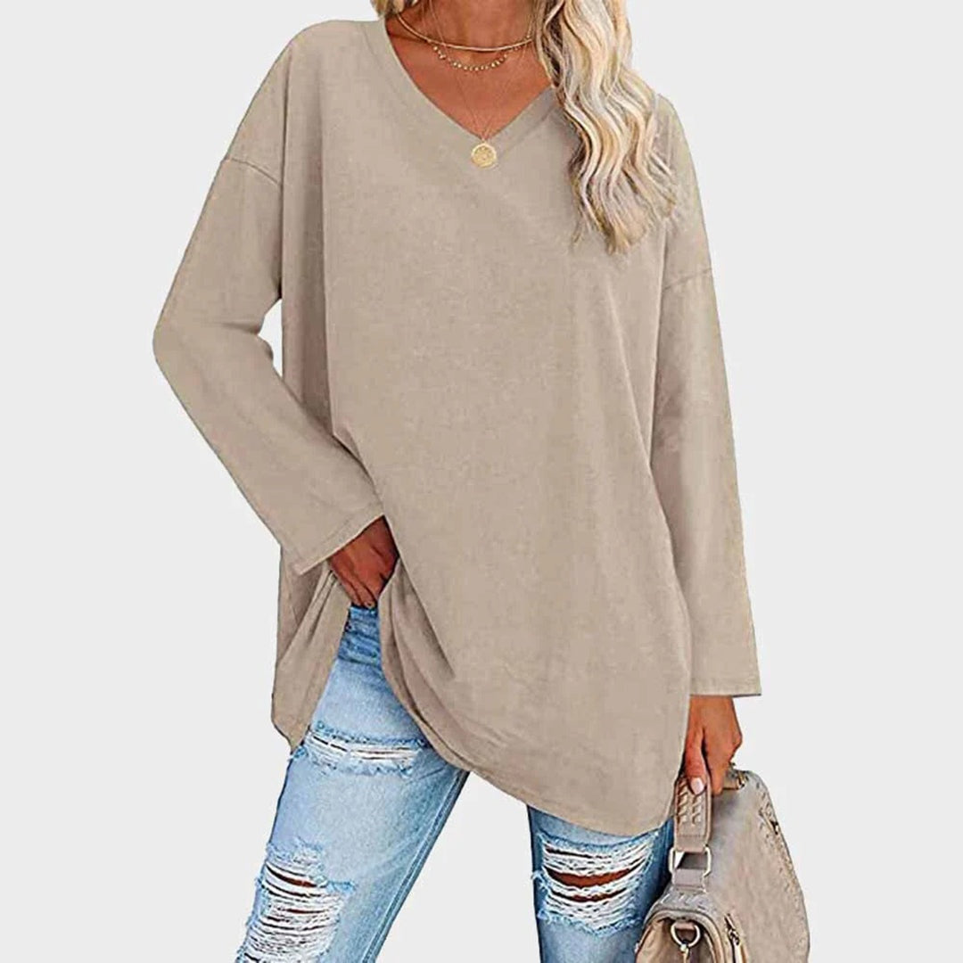 Blusas Manga Comprida Mulher Decote V Oversize