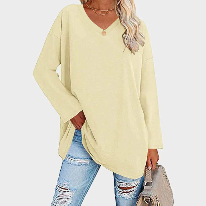 Blusas Manga Comprida Mulher Decote V Oversize
