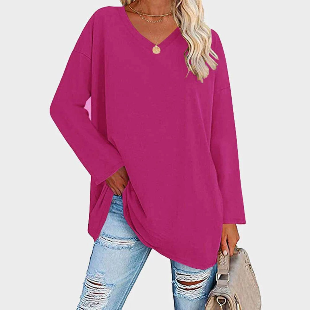 Blusas Manga Comprida Mulher Decote V Oversize