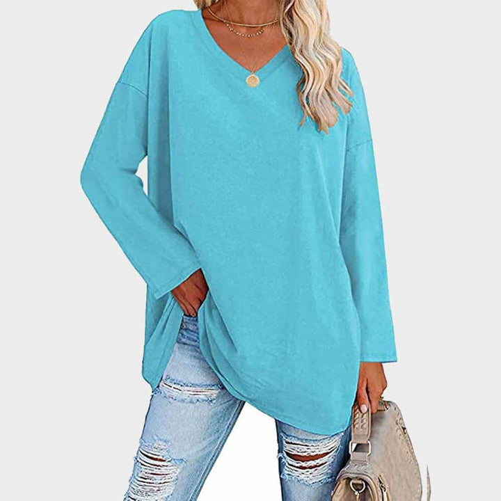Blusas Manga Comprida Mulher Decote V Oversize