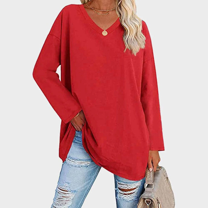 Blusas Manga Comprida Mulher Decote V Oversize