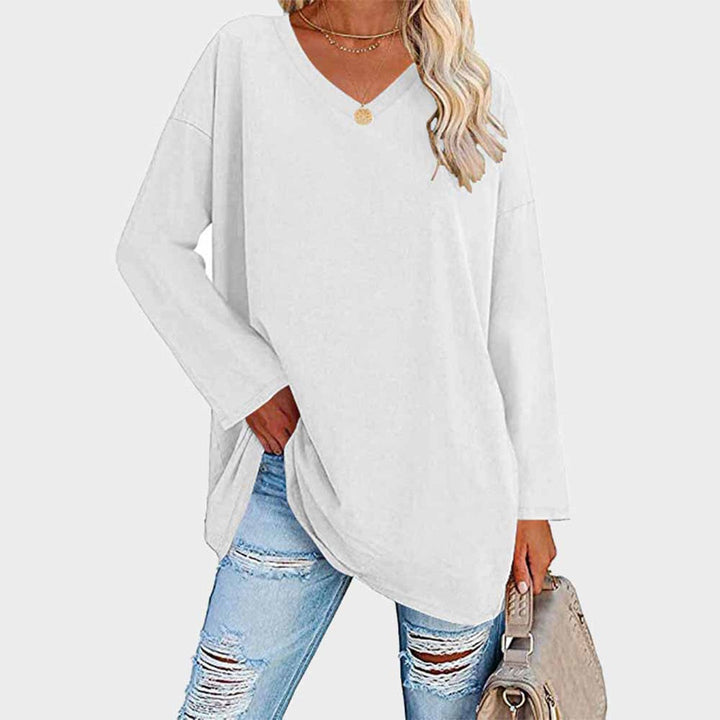 Blusas Manga Comprida Mulher Decote V Oversize