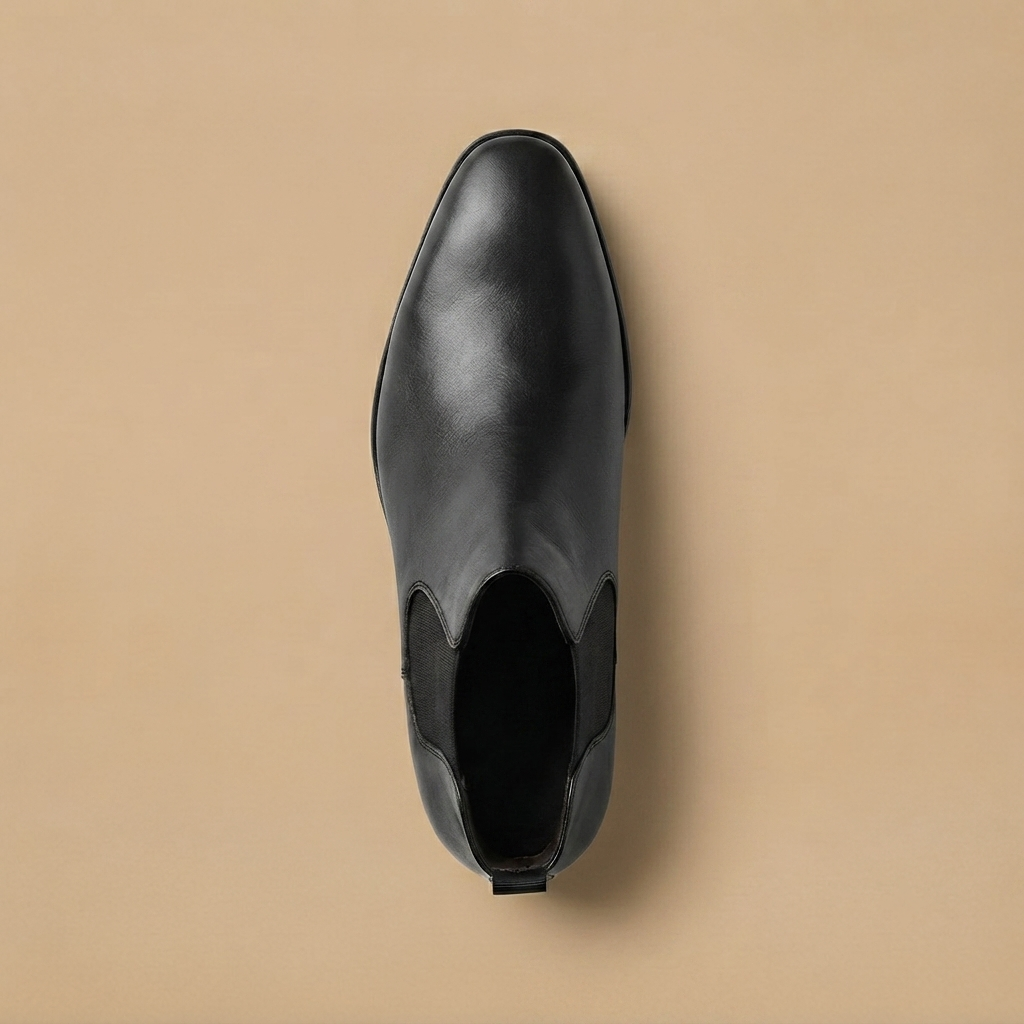 Botins Chelsea de Couro Homem Elástico Lateral
