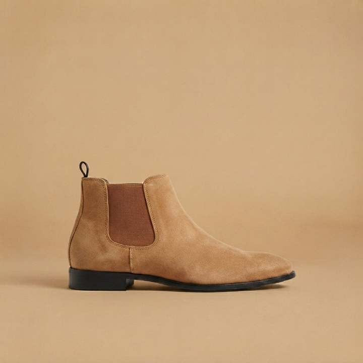 Botins Chelsea de Couro Homem Elástico Lateral