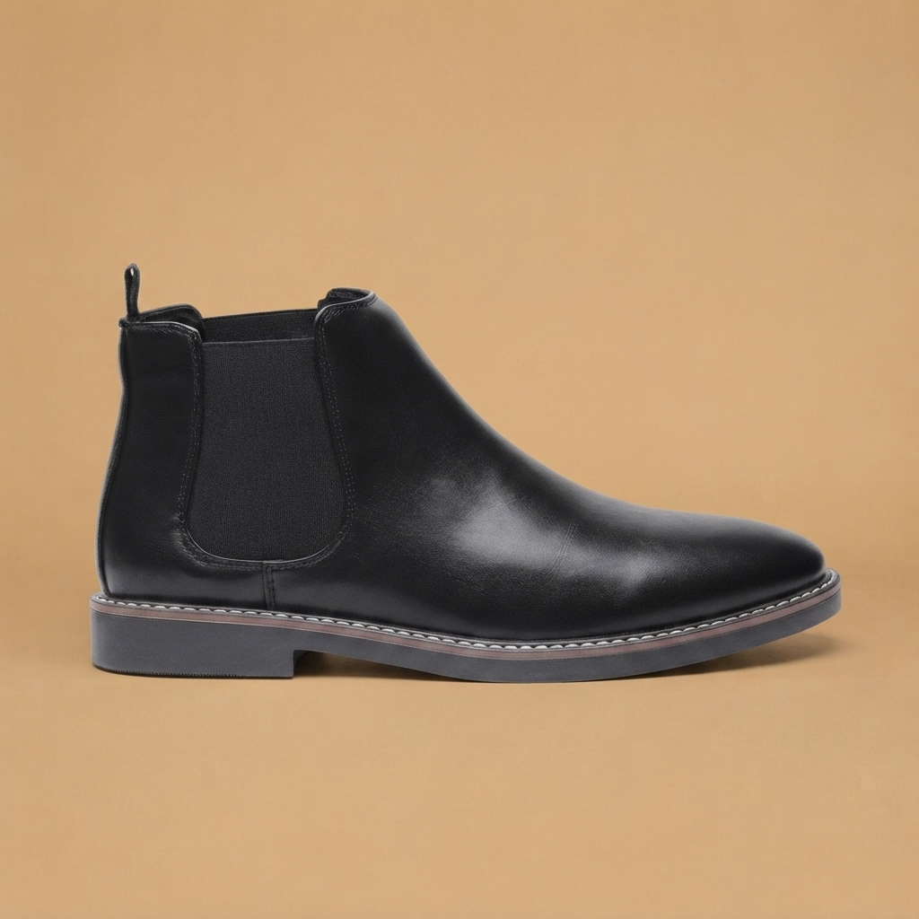 Botins Chelsea Homem Couro Vegan Elástico Lateral