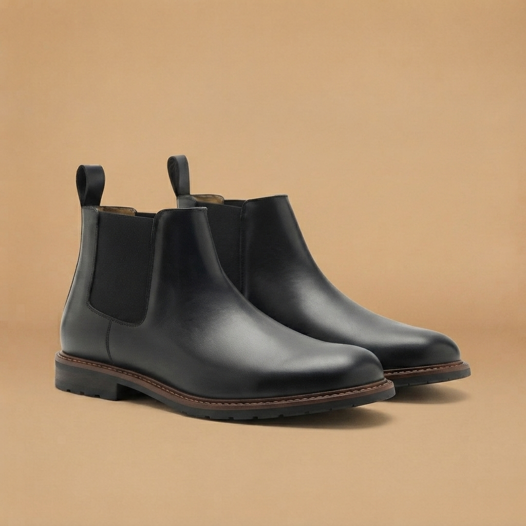 Botins Chelsea Homem Couro Vegan Elástico Lateral