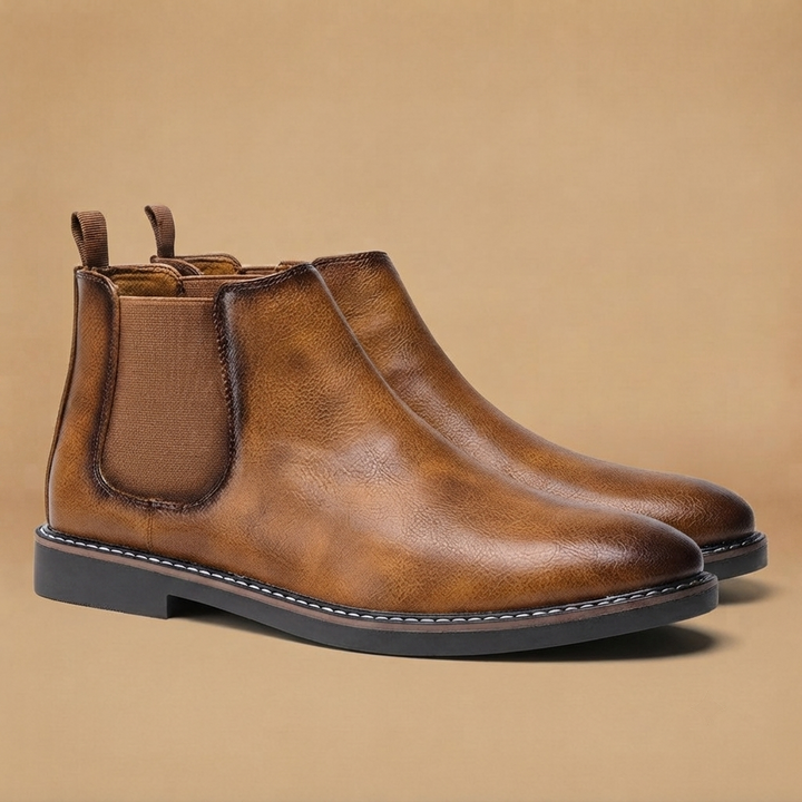 Botins Chelsea Homem Couro Vegan Elástico Lateral