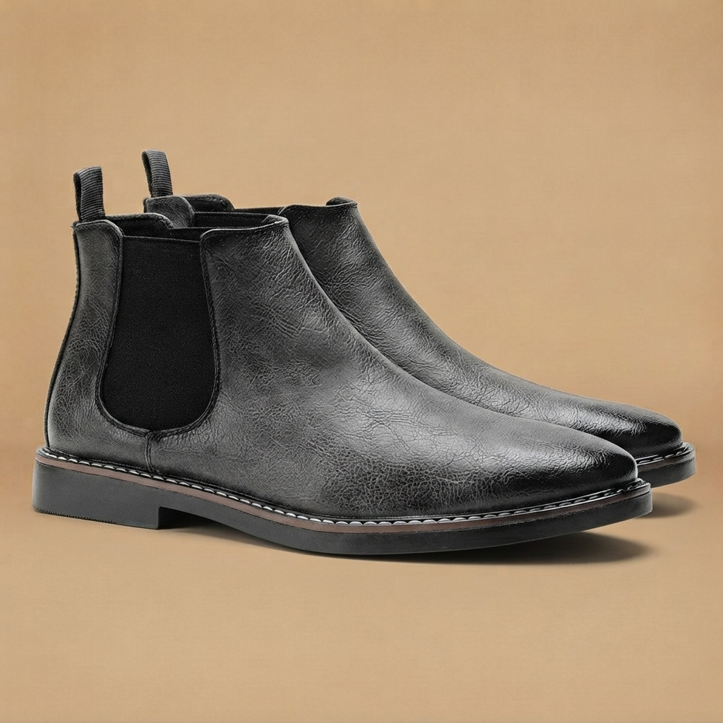 Botins Chelsea Homem Couro Vegan Elástico Lateral