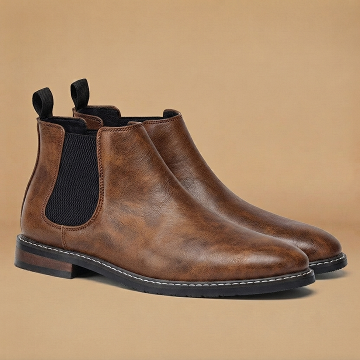 Botins Chelsea Homem Couro Vegan Elástico Lateral