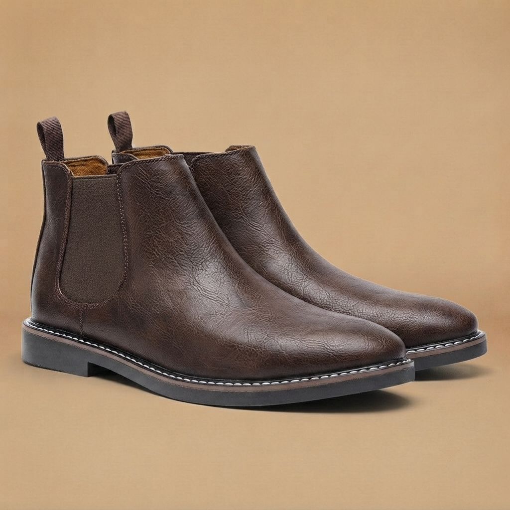 Botins Chelsea Homem Couro Vegan Elástico Lateral