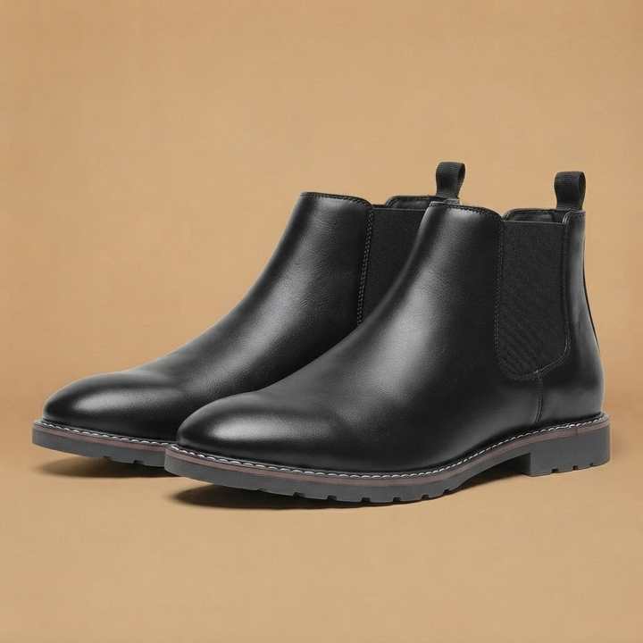 Botins Chelsea Homem Couro Vegan Elástico Lateral