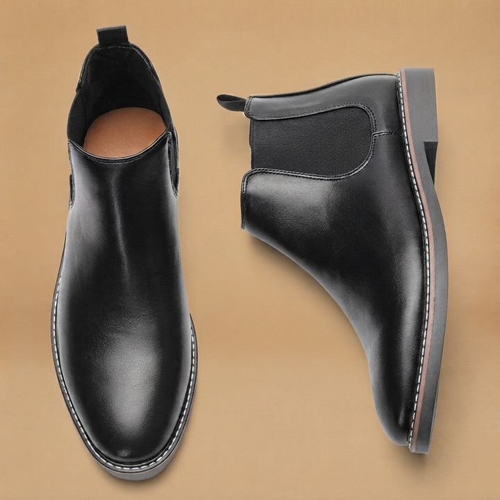 Botins Chelsea Homem Couro Vegan Elástico Lateral