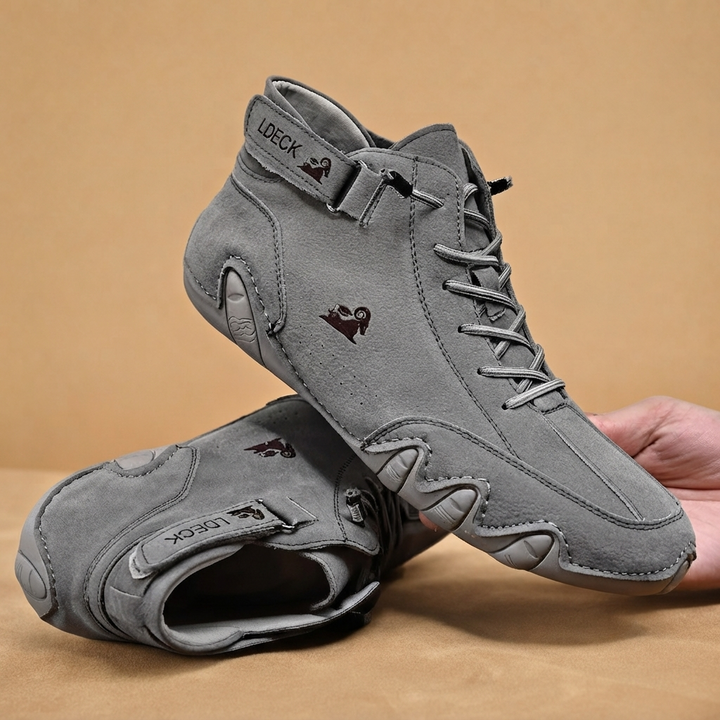 Botins de Couro Homem Atacadores Cano Baixo