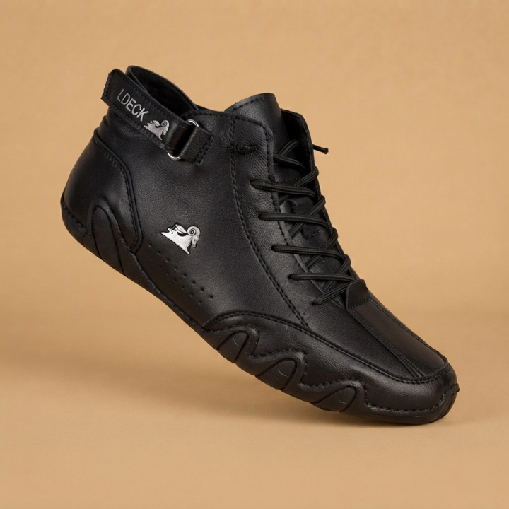 Botins de Couro Homem Atacadores Cano Baixo