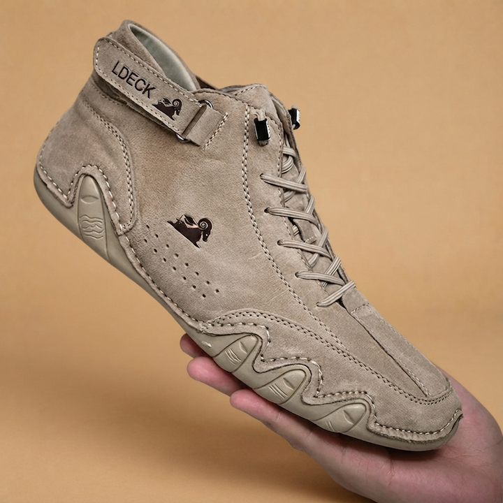 Botins de Couro Homem Atacadores Cano Baixo