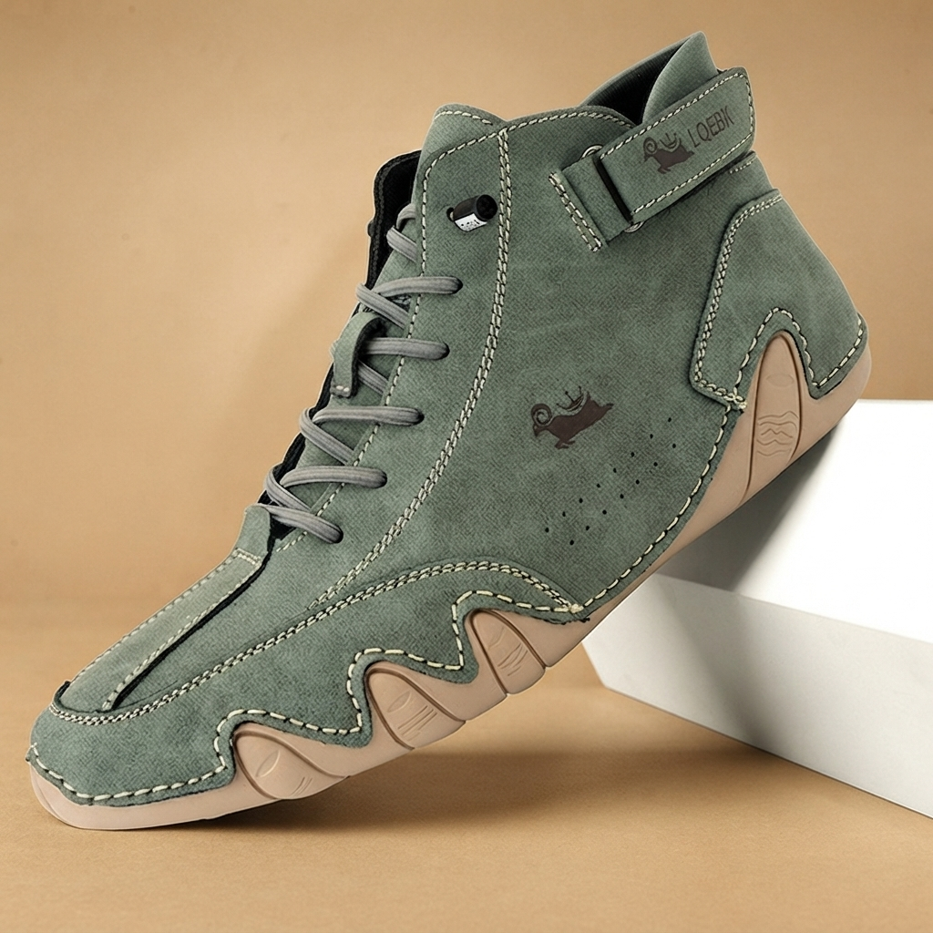 Botins de Couro Homem Atacadores Cano Baixo