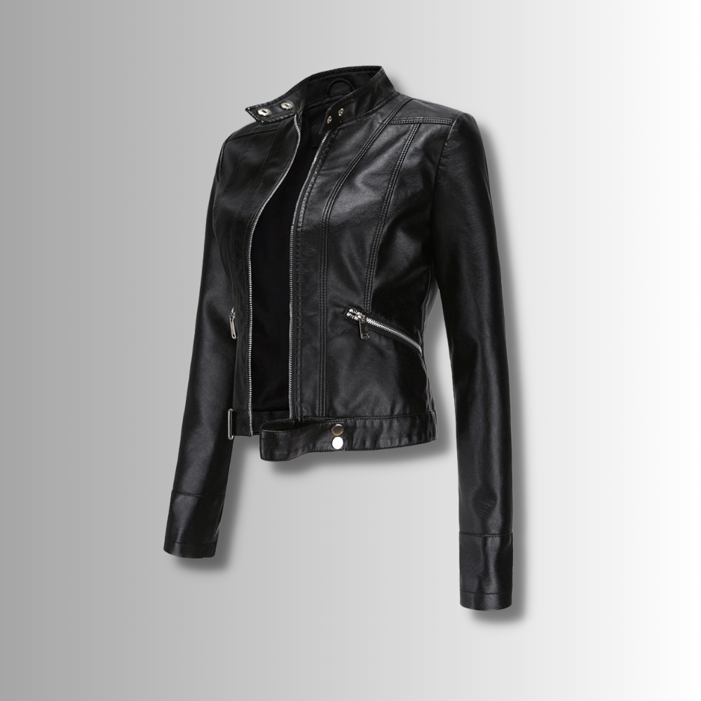 Bruna | Casaco Polipele Mulher Biker Curto Fecho Zip
