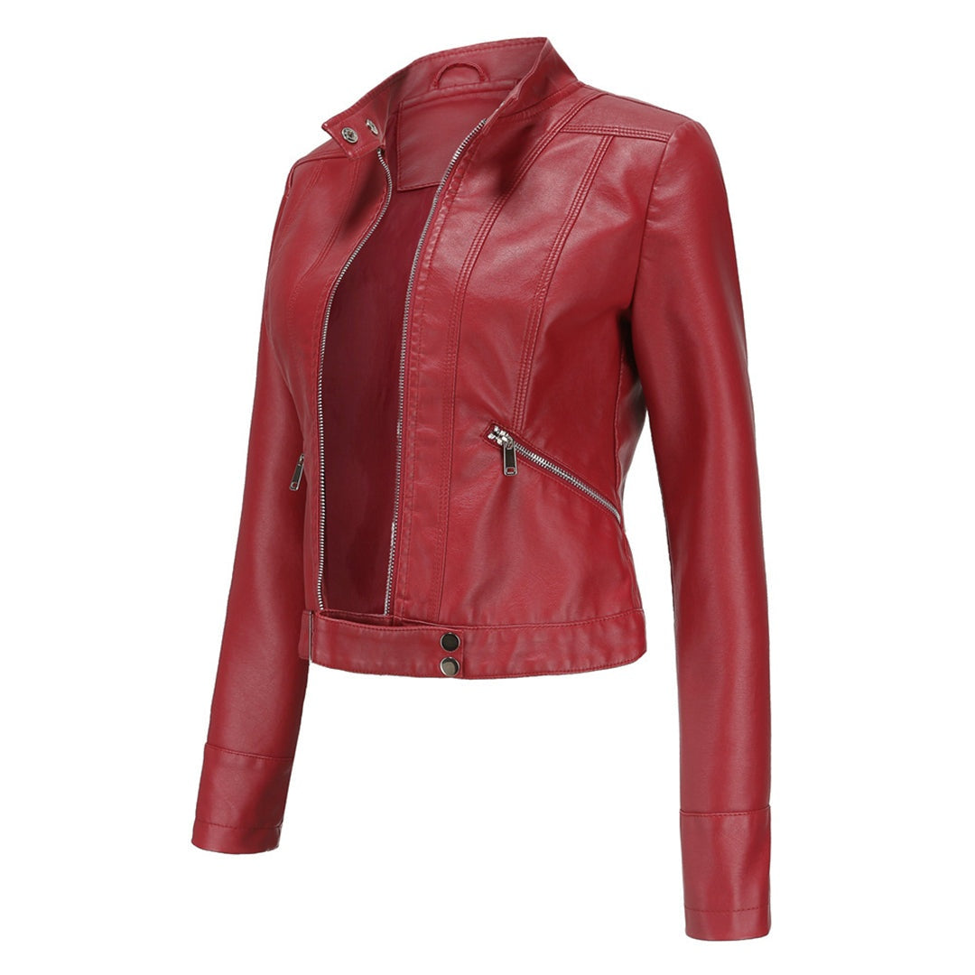 Bruna | Casaco Polipele Mulher Biker Curto Fecho Zip
