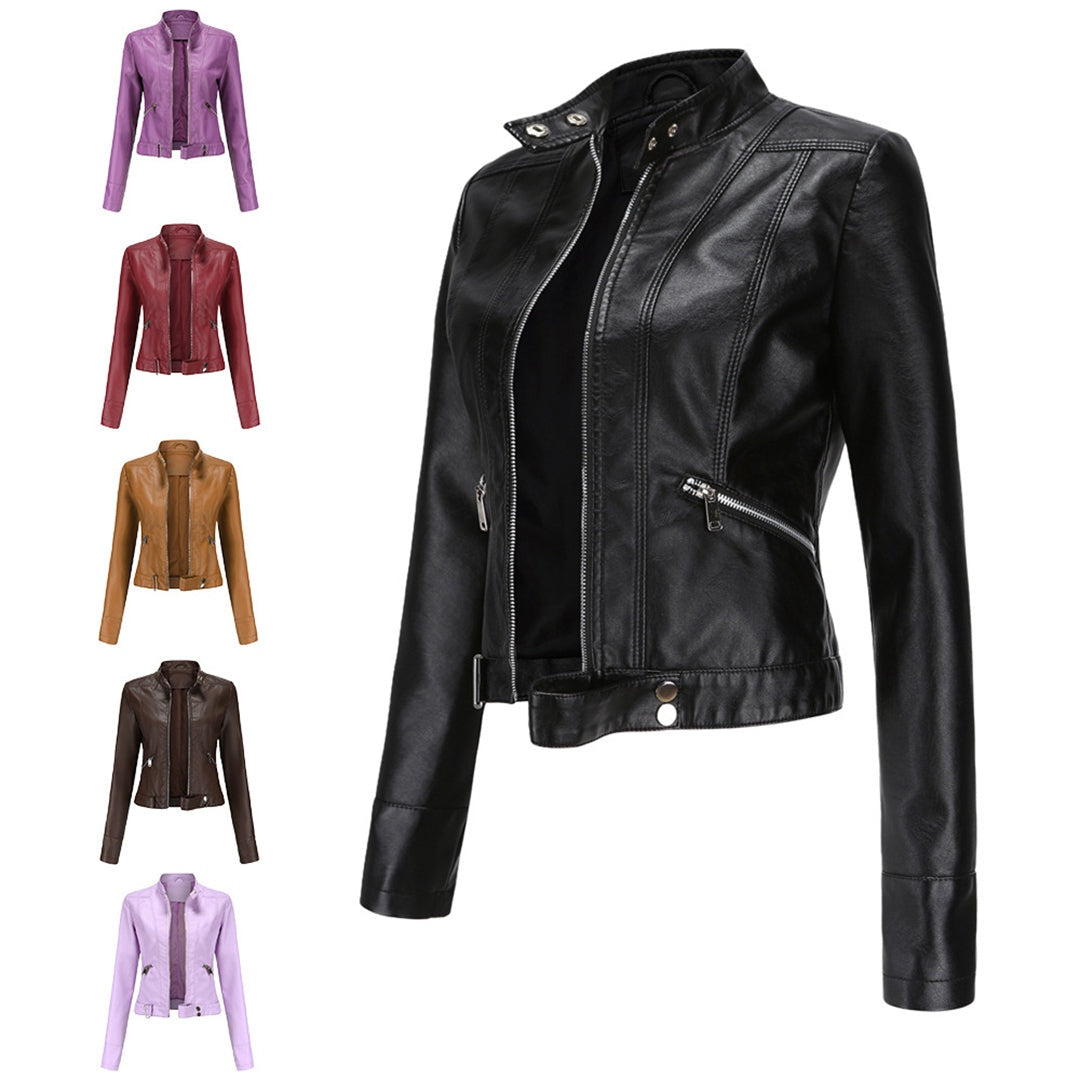 Bruna | Casaco Polipele Mulher Biker Curto Fecho Zip