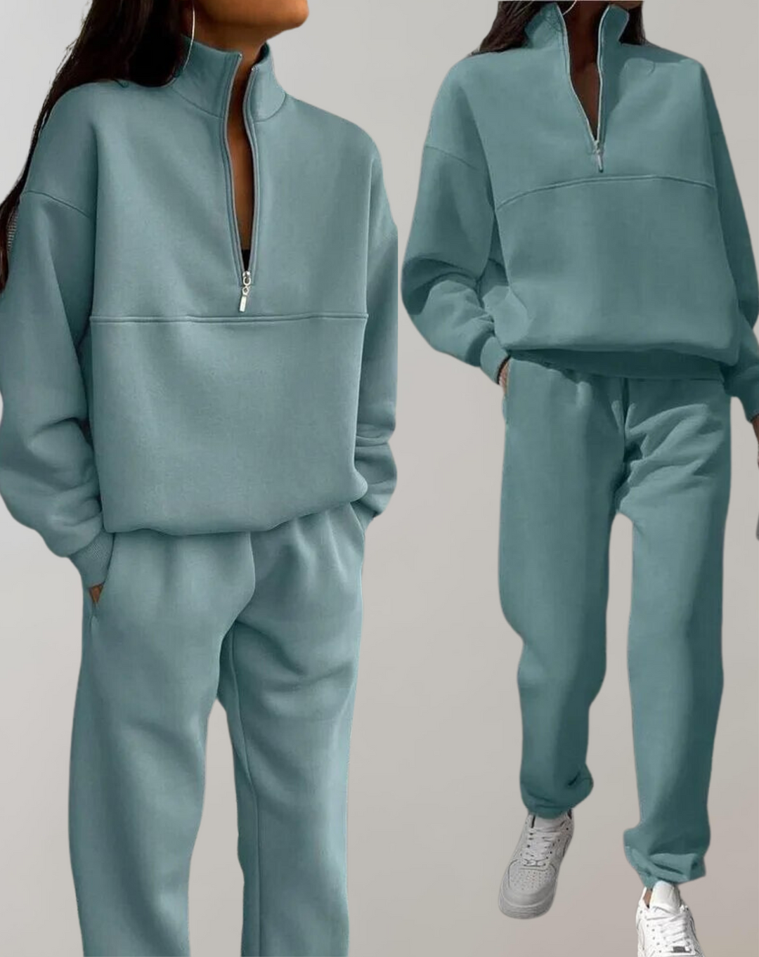 Bruna | Conjunto Desportivo Mulher Sweatshirt Meio Fecho e Calças Jogging