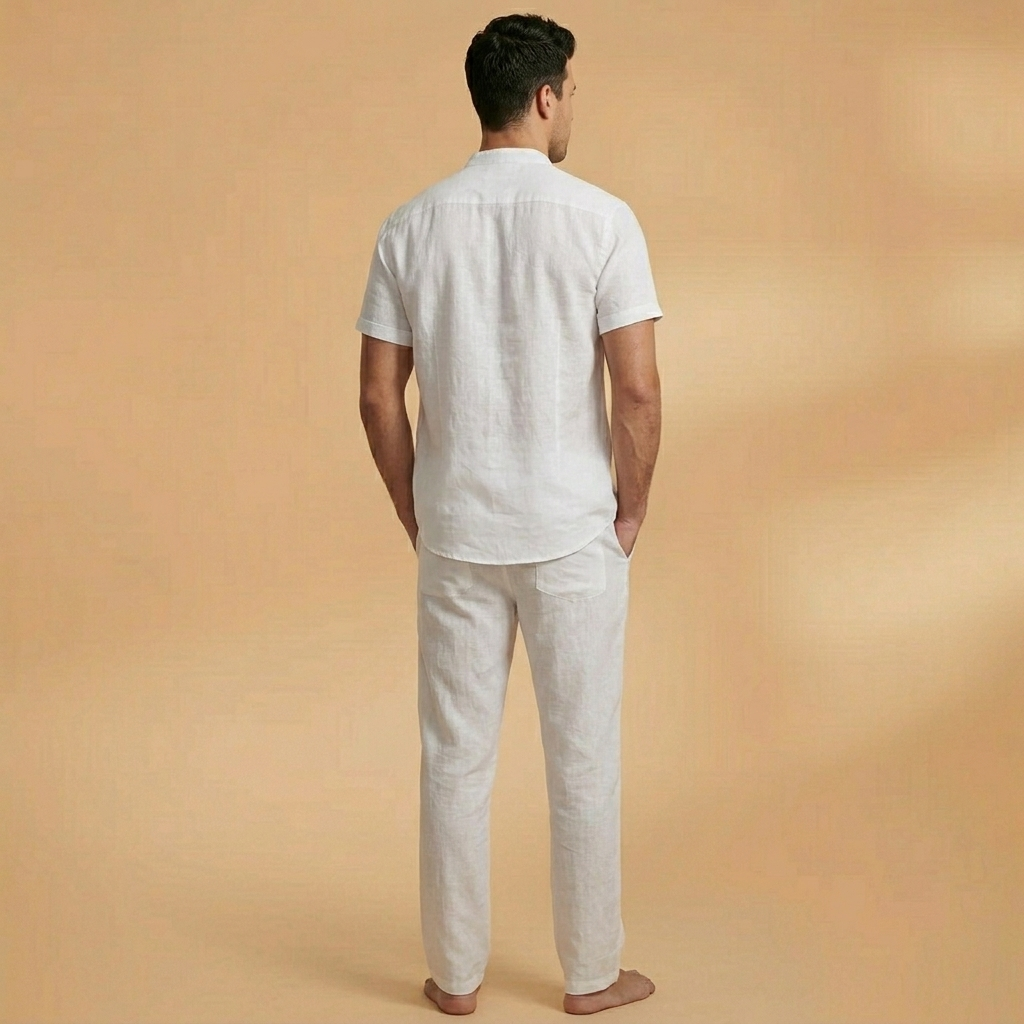 Bruno | Conjunto de Linho Camisa Manga Comprida e Calças Homem